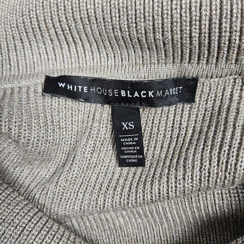 White House Black Market Women’s Size XS Metallic Cowl Neck Sweater Cable Knit - Picture 7 of 8